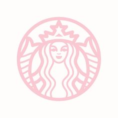 the starbucks logo is shown in pink and white, with a woman's face on it