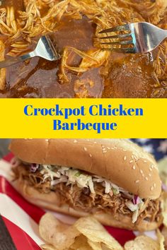 easy and cheap chicken barbeque recipe in crockpot Chicken Barbeque, Football Foods, Easy Slow Cooker Chicken, Easy Crockpot Chicken, Cold Weather Food, Best Chicken Recipes, Football Food, Boneless Chicken Breast