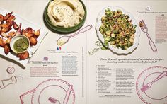 a recipe book with an assortment of food on it, including mashed potatoes and vegetables