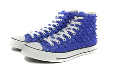 Studded Converse blue, by @taylor Kim Converse Chuck Taylor High, Chuck Taylors High Top, Converse High, Converse High Tops, Chucks Converse, Converse High Top Sneaker, Converse Chuck Taylor High Top Sneaker, Chuck Taylors