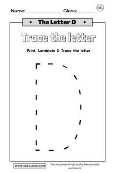 the letter d trace the letter worksheet