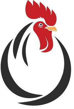 a rooster's head is shown in the shape of a circle