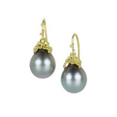 Lene Vibe Floral Tahitian Pearl Earrings | Quadrum Gallery Jewellery Essentials, Flowers And Pearls, Todd Reed, Tahitian Pearl Earrings, Yellow Gold Earrings, Jewelry Essentials, Tahitian Pearls, Yellow Gold Earring, Pearl Drop Earrings