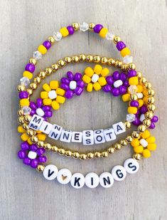 Vikings Inspired Bracelets / Minnesota Bracelets / Vikes Football Bracelets / Minnesota Vikings / Minnesota Football Bracelets / Game Day - Etsy Nfl Beaded Bracelets, Football Team Bracelets, Football Beaded Bracelets, Game Day Bracelets, Vikings Minnesota, Football Jewelry, Team Bracelets, Inspired Bracelets, Football Bracelet