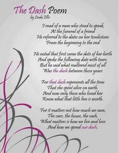 a facebook page with an image of the dash poem