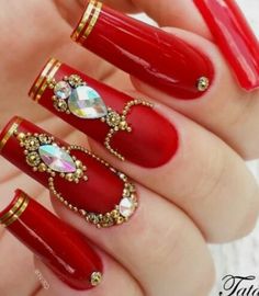 Long Red Nails, Stone Nail Art, Purple Acrylic Nails, Wow Nails, Blue Acrylic Nails, Fancy Nails Designs, Long Nail Designs, Glamour Nails, Nails Design With Rhinestones