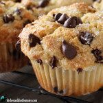 chocolate chip muffins cooling on a rack