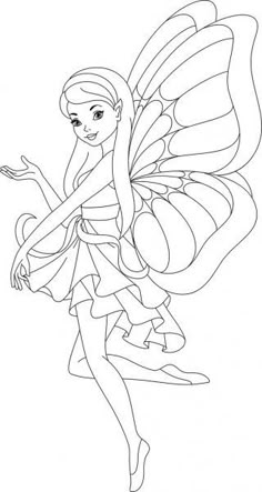 the tinkerbell fairy coloring page is shown in black and white, with an outline of