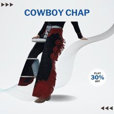 Embrace your inner cowgirl with our stunning 100% Real Leather Western Cowgirl Style Leather Chaps! Handcrafted with care and designed to offer both style and functionality, these women's leather chaps feature elegant fringes that flow beautifully, adding a touch of flair to your riding gear or casual outfit. Made from high-quality leather, these chaps are not only durable but also incredibly comfortable, allowing you to move freely while you enjoy your outdoor adventures. Available in a variety Cowboy Chaps, Western Cowgirl Style, Leather Chaps, Fearless Women, Leather Pants Women, Leather Pant, Native Style, Western Cowgirls, Riding Gear