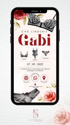 an advertisement for gabi with roses on it