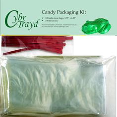 candy packaging kit with green plastic wrapper