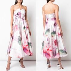 Reposhing This Item I Purchased From @Metamorphiclife. Loved It, But It Was Too Big In The Bust And I Didn’t Have Time For Alterations! Questions? Leave A Comment Below! Marchesa Dresses, Pattern Draping, Marchesa, Pink White, White Dress, Midi Dress, Womens Dresses, Pattern, Pink