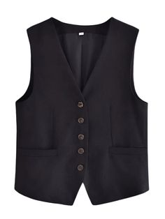 Women's Black Sleeveless Suit Vest Suit Vest Women, Vest Style Women, Vests Women, Sleeveless Suit, Straight Clothes, Vest Women, High Waist Shorts, Suit Vest, Sleeveless Vest