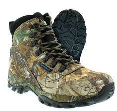 a pair of camouflage boots on white background