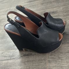 Only Worn Once! Practically Brand New. Comfortable And Stylish With Any Outfit Casual Black Slingback Heels, Dolce Vita Shoes, Womens Shoes Wedges, Platform Shoes, Wedges, Women Shoes, Brand New, Women Shopping, Black