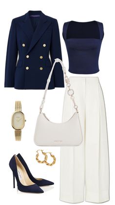 Blue colour outfit образ с синим цветом Old Money, Dresses