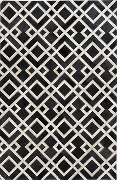 a black and white rug with squares on it