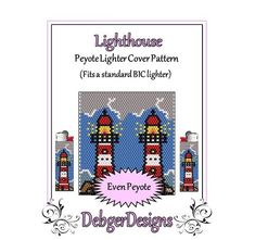 a cross stitch pattern with two red and white lighthouses