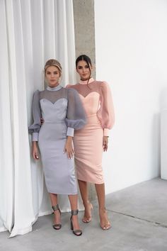 Satin Bodycon Dress with Organza Sleeves Gray – BOJONI Bodycon Dress Outfit Ideas, Classy Bodycon Dress, Bodycon Dress Outfit, Simple Party Dress, Organza Sleeves, Stylish Party Dresses