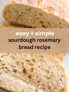 rosemary sourdough bread sliced on a plate