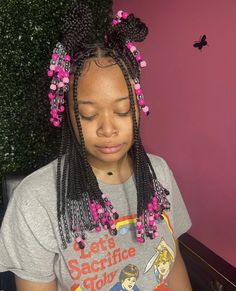 Knotless Braids With Pink, Cute Box Braid Hairstyles, Back To School Hairstyles Black Kids, Braids With Pink, Hairstyles Tumblr, Hairstyle Suggestions, Box Braid Hairstyles, Protective Braids, Black Kids Braids Hairstyles