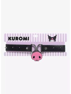 Kuromi Pink Skull Spiked Choker Kuromi Things, Hello Kitty Decor, Kuromi Pink, Kuromi Stuff, Hello Kitty Shirts, Sanrio Jewelry, Spiked Choker, Cat Merch, Emo Jewelry