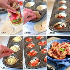 instructions to make mini pizzas in muffin tins