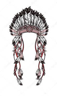 American Indian Headdress, Indian Feather Tattoos, Native American Drawing, Konosuba Wallpaper, American Indian Tattoos, Native American Tattoo