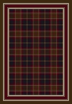 a brown and black plaid pattern with red trim on the border, in an ornate frame