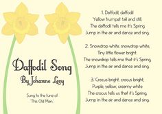 an image of daffodil song poem with flowers in the bottom right corner