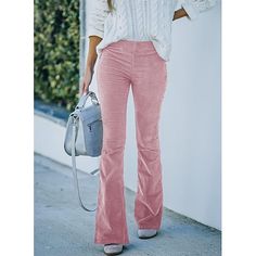 Fabric:Corduroy; Gender:Women's; Style:Fashion; Elasticity:Micro-elastic; Occasion:Casual,Weekend; Fit Type:Regular Fit; Function:Outdoor; Waistline:Medium Waist; Pattern:Plain; Design:Basic,Classic,Vintage Style; Special Size:Normal; Pants Type:Dress Pants,Pants Trousers,Bootcut,Flare Leggings; Front page:FF; Listing Date:08/17/2022; Production mode:External procurement; Hips:; Length:; Waist:; Pants Length:Full Length Light Pink Velour Pants, Pants Bootcut, Women's Dress Pants, Classic Vintage Style, Bootcut Pants, Casual Weekend, Trouser Style, Flare Leggings, Plain Design