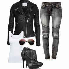 Women's Biker Outfits, Biker Wife Outfit, Biker Chic Outfits, Biker Outfit Women, Sturgis Outfit Ideas, Biker Style Women Outfits, Womens Biker Outfits, Biker Outfits For Women