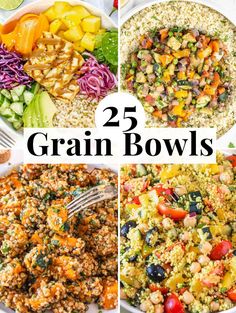 25 Wholesome and Colorful Grain Bowl Recipes Dressing For Grain Bowls, Vegetarian Nourish Bowl Recipes, Summer Harvest Bowl, Grain Salad Bowls, Grain And Bean Bowls, Healthy Bowl Lunch, Recipes With Whole Grains, Healthy Sweet Potato Bowl Recipes, Nourishing Bowl Recipes