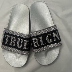 The Sandals Are Brand New They Were Never Worn. Dr26aa Silver Round Toe Synthetic Sandals, Silver Open Toe Synthetic Sandals, Trendy Silver Sandals For The Beach, Silver Open Toe Casual Sandals, Casual Silver Open Toe Sandals, Casual Silver Round Toe Sandals, Trendy Silver Open Toe Sandals, Silver Open Toe Sandals With Rhinestones, Silver Slip-on Beach Sandals