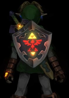 the legend of zelda's shield is glowing in the dark