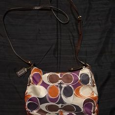 Coach Crossbody New Without Tags Coach Purple Shoulder Bag With Adjustable Strap, Coach Purple Crossbody Shoulder Bag, Coach Belt Bag, Coach Vintage Handbags, Printed Canvas Bag, Coach Crossbody Purse, Coach Crossbody, Coach Belt, Striped Bags