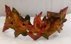 Maple Leaf Crown, Leaf Corset, Pagan Costume, Crown Headdress, Leaf Headband, Leaf Crown, Leaves Headband, Red And Brown, Drawing Inspo