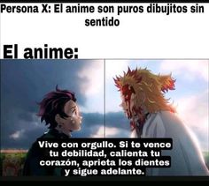 an image of two people talking to each other in front of the caption that reads, persona x el anime son puros dibulitos sin sentitos sin sendo en sentido