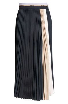 Allover pleats make every step graceful in this colorblocked maxi skirt topped with a wide logo waistband. Elastic waist 100% polyester Machine wash, line dry Imported Pleated Maxi Skirt, Pleated Maxi, Nordstrom Store, Fabric Gifts, Free Fabric, Skirt Top, Maxi Skirt, Elastic Waist, Nordstrom