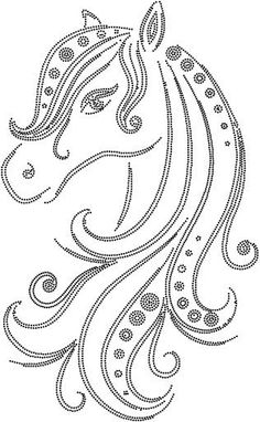 a horse head with swirls and dots on it