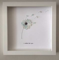 a white frame with a dandelion in the middle that says i love you