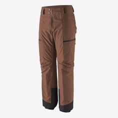 a pair of brown pants with black trims on the bottom and one leg in front