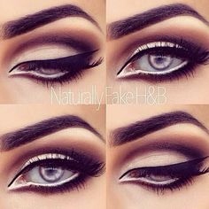 I think that this would work well on stage! It defines the eyes and opens them! Maquillage Goth, Permanente Make-up, Makeup Tip, Cut Crease Makeup, White Eyeliner, Braut Make-up, Drugstore Makeup