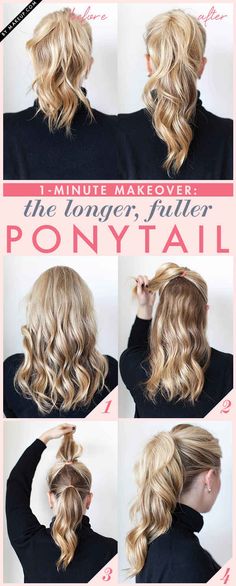 29 Hairstyling Hacks Every Girl Should Know - BuzzFeed Fuller Ponytail, Ponytail Trick, Sanggul Modern, Double Ponytail, Fishtail Braid, Great Hair