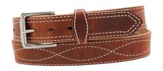 a brown belt with white stitching on it