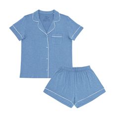 Our Women’s Pajama Sets are designed for each stage of mama-hood — but also, just everyday coziness! Made from buttery soft Lunaluxe™ Bamboo, this Heather Blue PJ Set boasts a button-down top for easy nursing access and contrast piping for a cute & classic look. Snag a matching sleep style for your little one! Made from custom-milled Lunaluxe™ Bamboo in a thicker fabrication that’s gentle on sensitive or eczema-prone skin Perfect for mixing and matching with our PJs for magical family matching m Shorts Pajama Set, Baby Gown, Womens Pyjama Sets, Contrast Piping, Heather Blue, Short Pajama Set, Pajama Sets, Pajama Shorts, Pj Sets