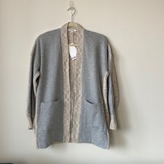 Nwt Runs True To Size Two Front Pockets Chic Taupe Cardigan For Fall, Long Sleeve Taupe Cardigan For Layering, Taupe Fall Cardigan, Taupe Sweater For Spring Layering, Spring Taupe Sweater For Layering, Spring Layering Taupe Sweater, Casual Taupe Cardigan For Fall, Cozy Taupe Cardigan For Layering, Fall Neutral Cardigan For Loungewear