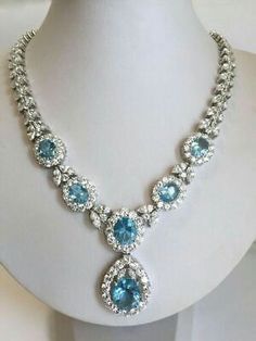 Find many great new & used options and get the best deals for Teardrop Necklace Aqua Oval Vintage Style Chain Necklace 925 Sterling Silver at the best online prices at eBay! Free shipping for many products! Necklace Formal, Necklace Blue Stone, Blue Stone Necklace, Expensive Jewelry Luxury, Fotografi Vintage, Diamond Jewelry Designs, Aquamarine Jewelry, Fancy Jewellery, Expensive Jewelry