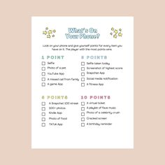 what's on your phone? printable for kids to use as an activity