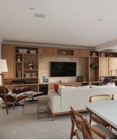 a living room filled with furniture and a flat screen tv